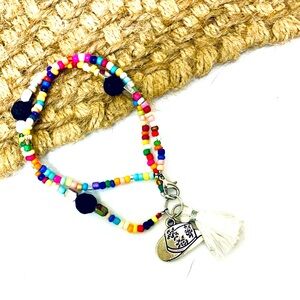 Artisan Crafted Multi-Colored Cowgirl Hat Charm Bracelet